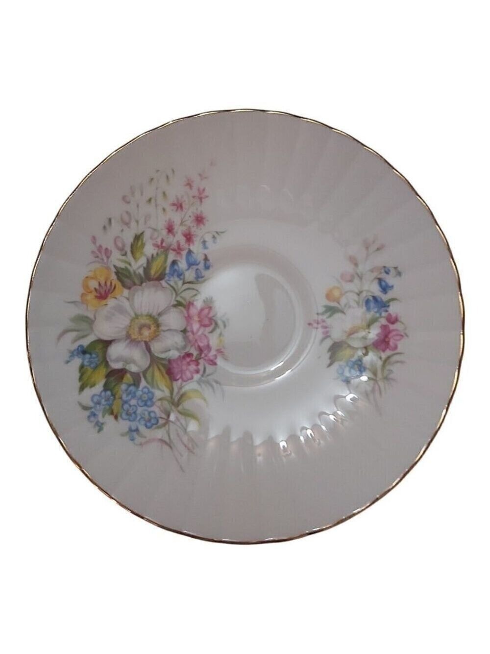 Royal Stafford Bone China Floral Saucer with Gold Rim – Made in England, 1960